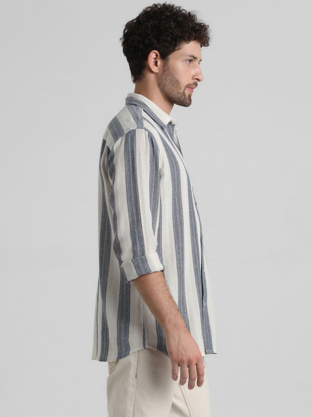White Yard Dyed Striped Shirt