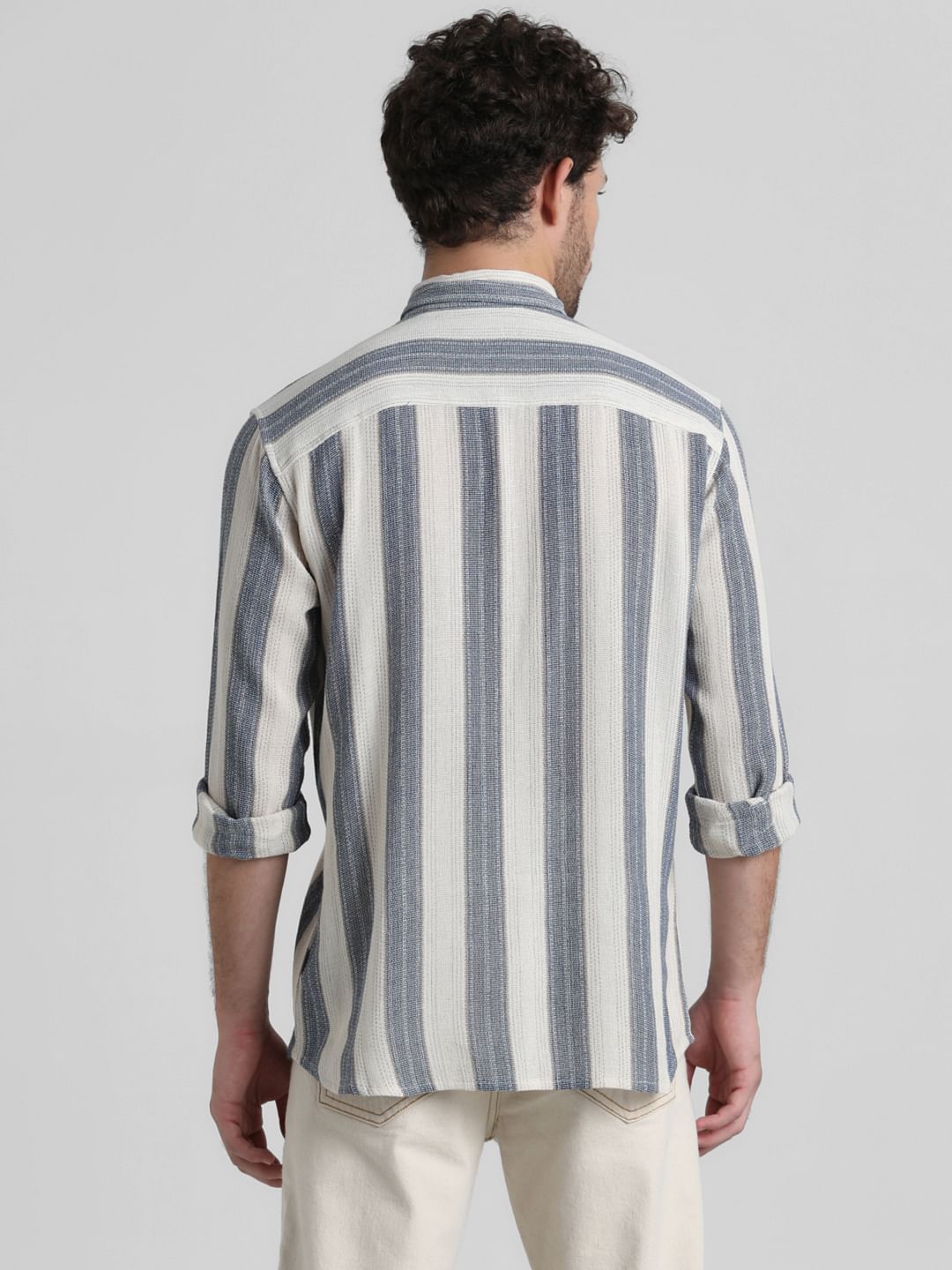 White Yard Dyed Striped Shirt