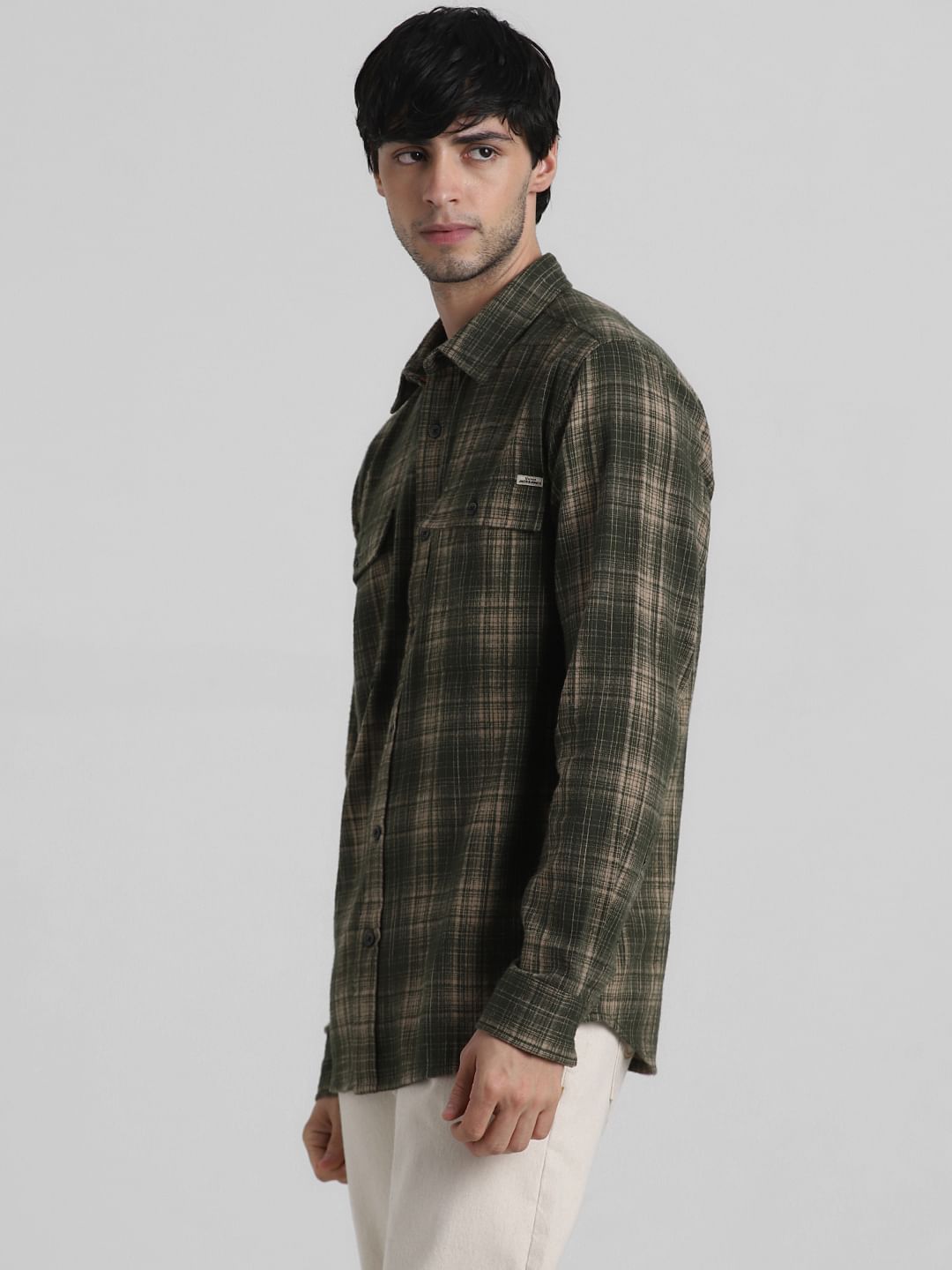 Green Check Print Full Sleeves Shirt