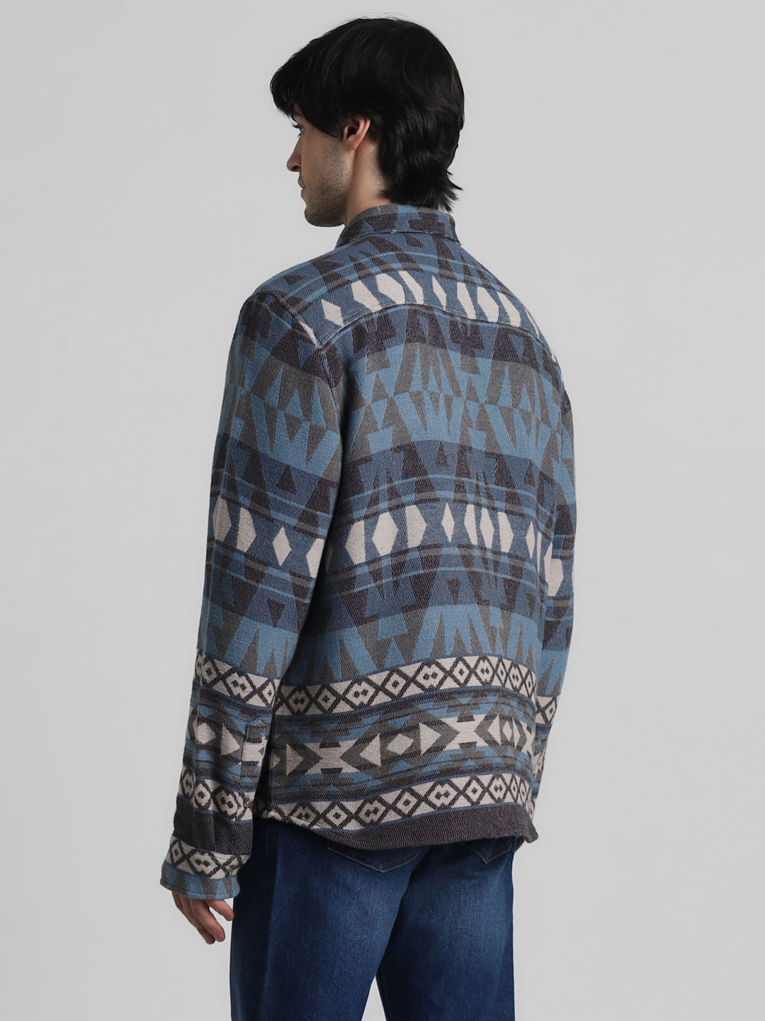 Blue Abstract Print Oversized Shirt
