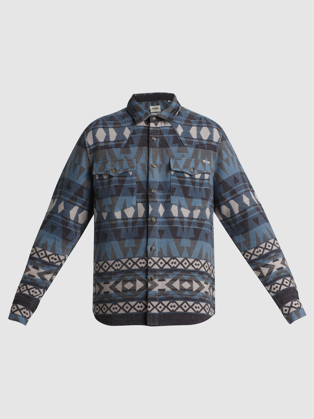 Blue Abstract Print Oversized Shirt
