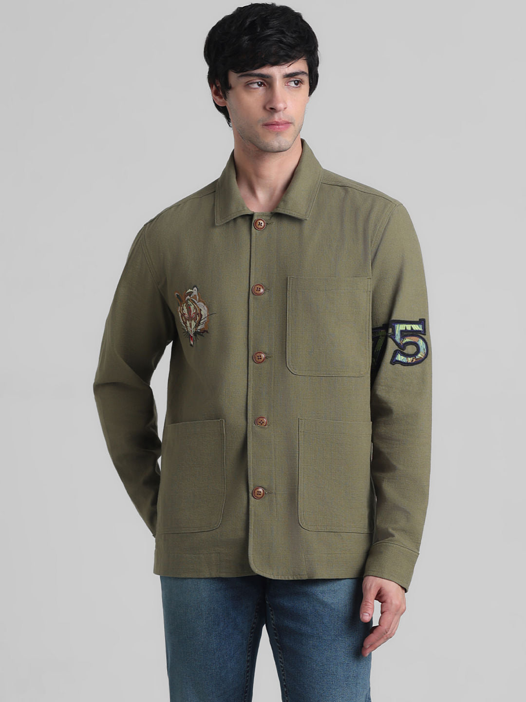 Green Printed Oversized Shirt