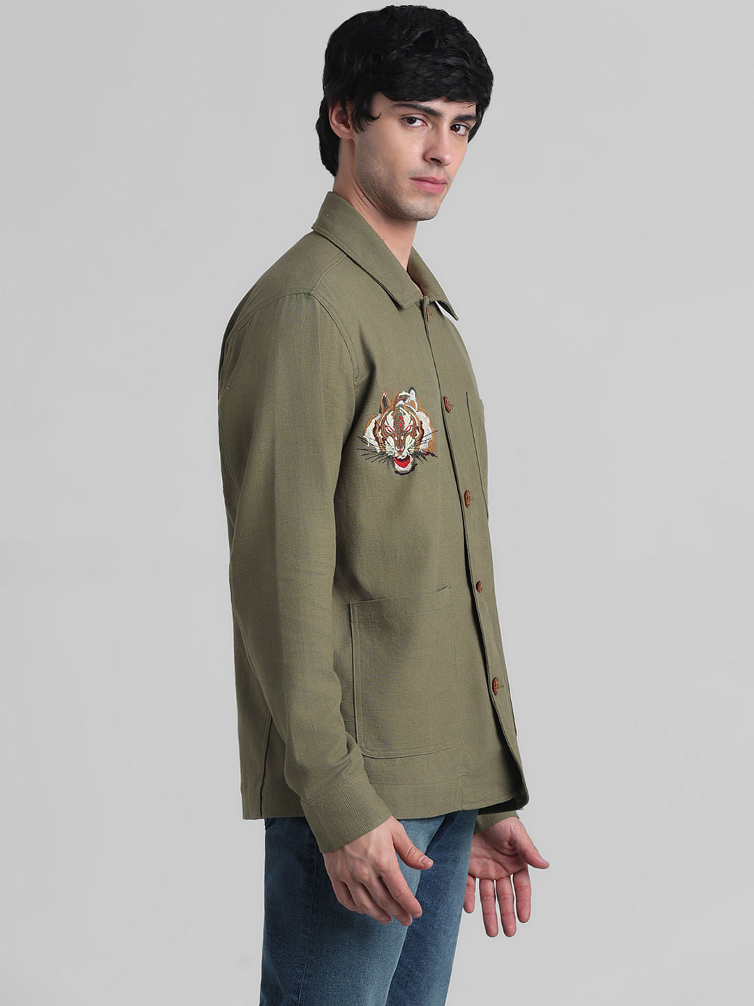 Green Printed Oversized Shirt