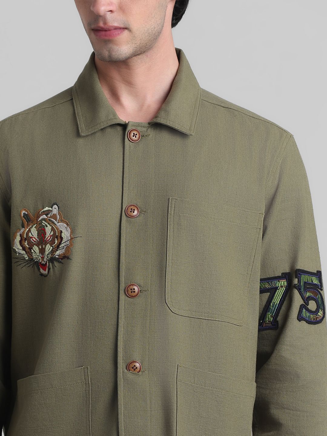 Green Printed Oversized Shirt