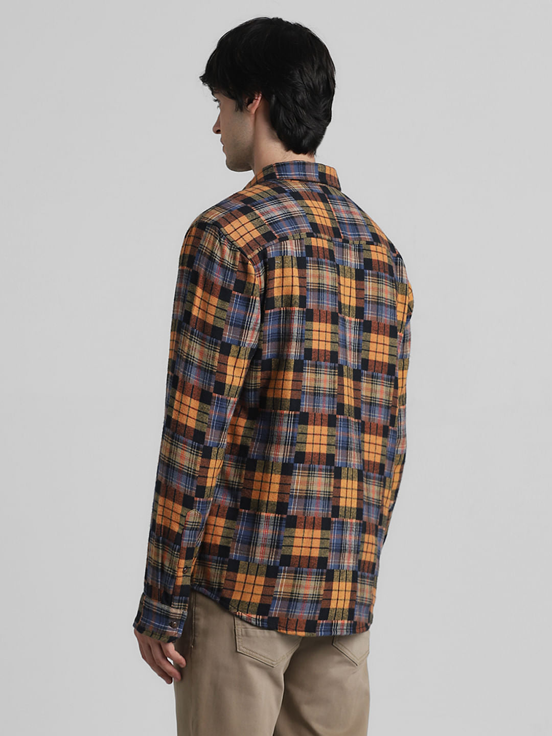 Brown Check Print Jacquard Shirt