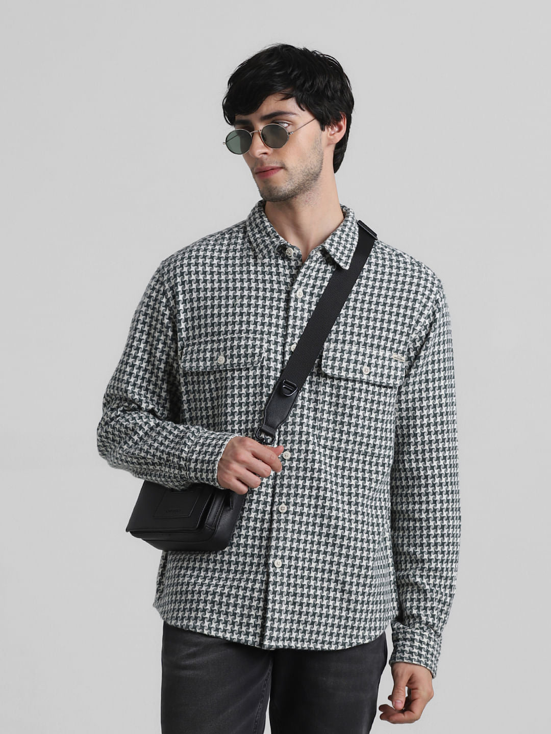Green Check Oversized Cotton Shirt - S