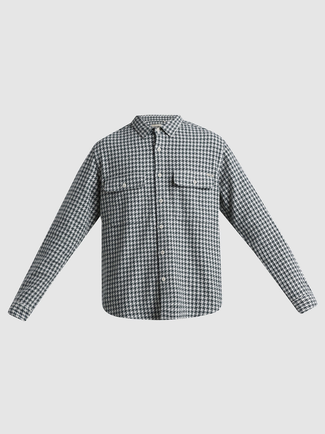 Green Check Oversized Cotton Shirt