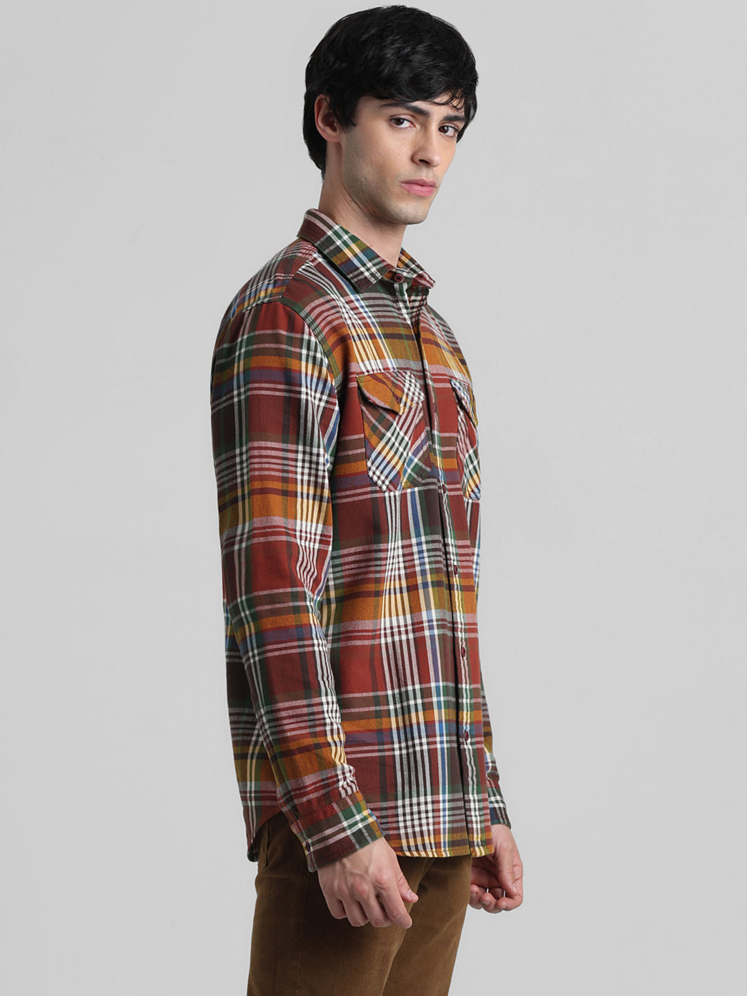 Brown Check Full Sleeves Shirt