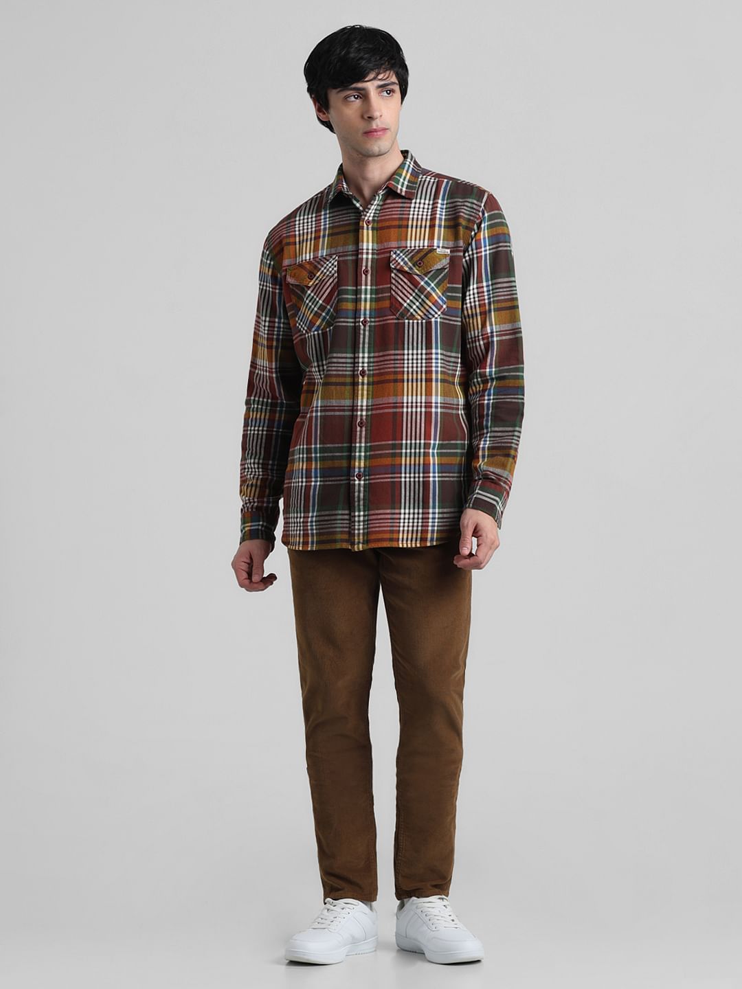 Brown Check Full Sleeves Shirt