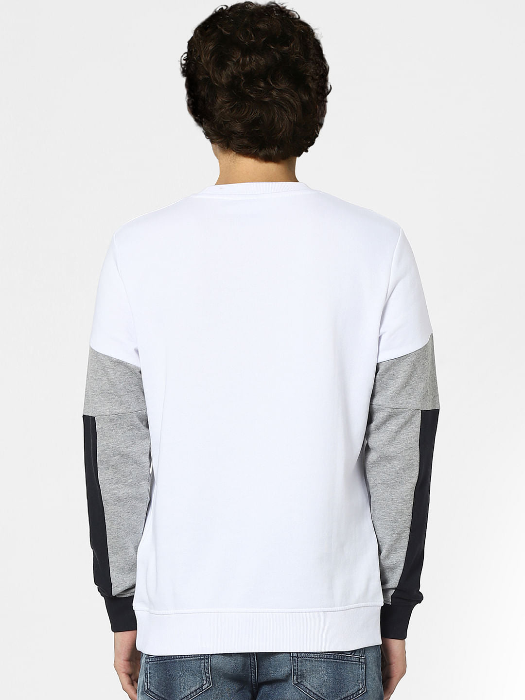 White Colourblocked Sweatshirt