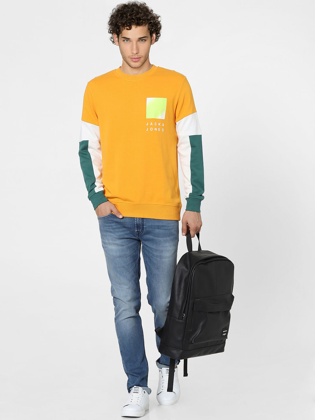 Orange Colourblocked Sweatshirt - S