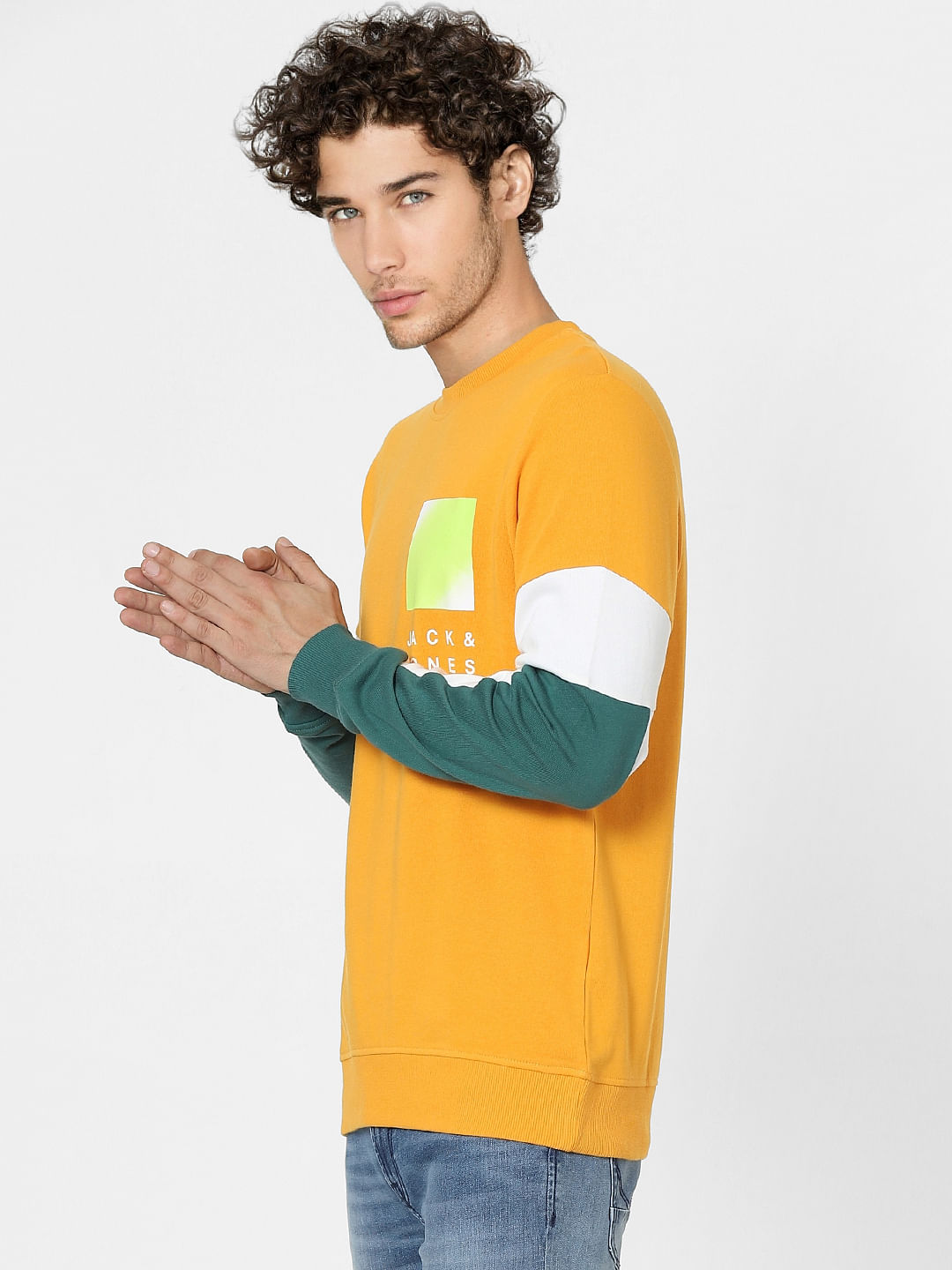 Orange Colourblocked Sweatshirt