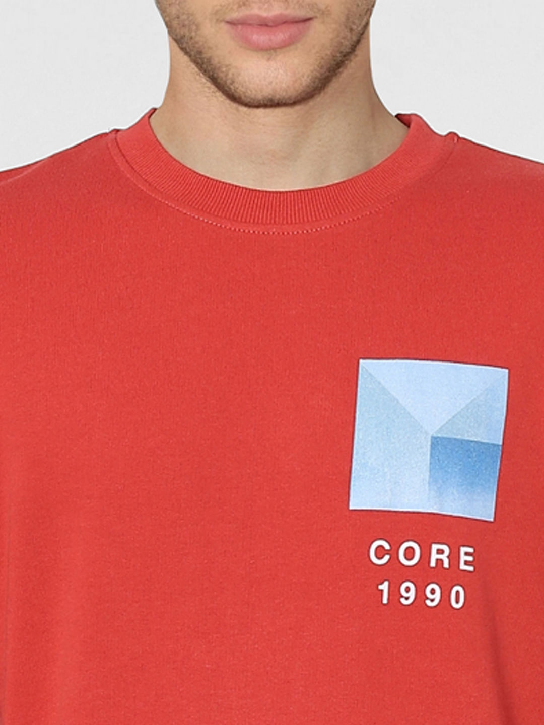 Red Colourblocked Sweatshirt
