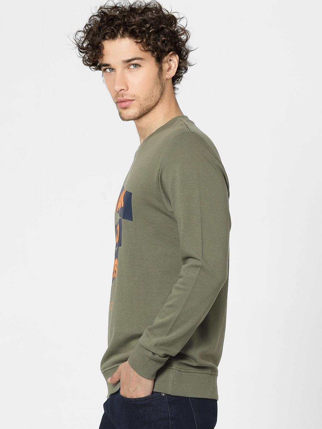 Green Graphic Print Sweatshirt