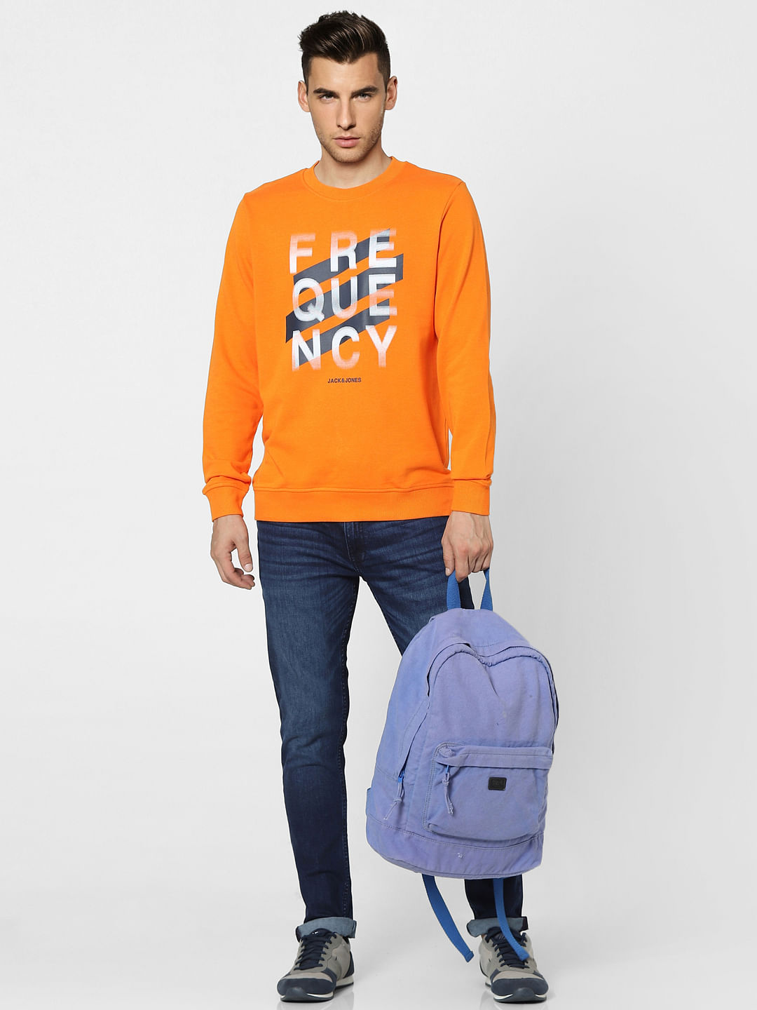 Orange Graphic Print Sweatshirt