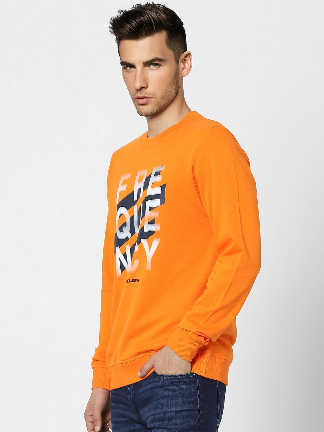 Orange Graphic Print Sweatshirt