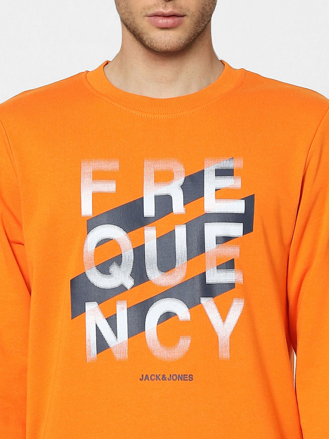 Orange Graphic Print Sweatshirt