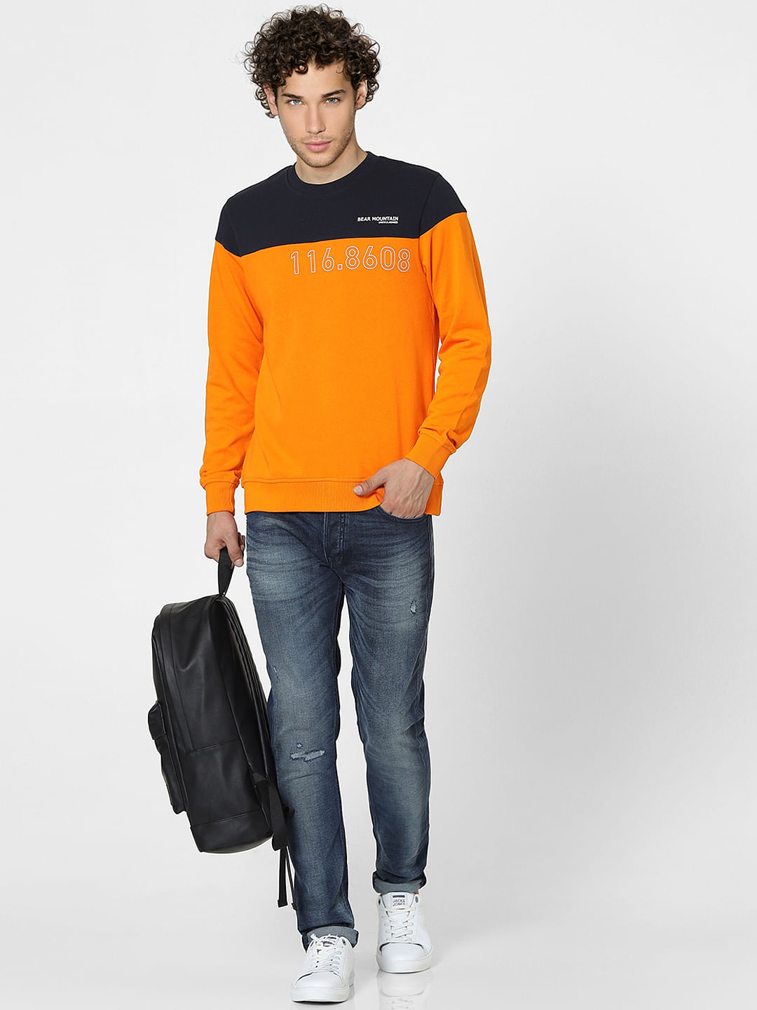 Orange Colourblocked Sweatshirt