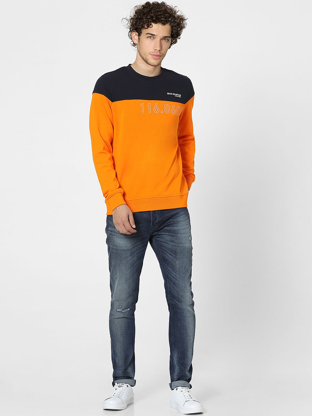 Orange Colourblocked Sweatshirt