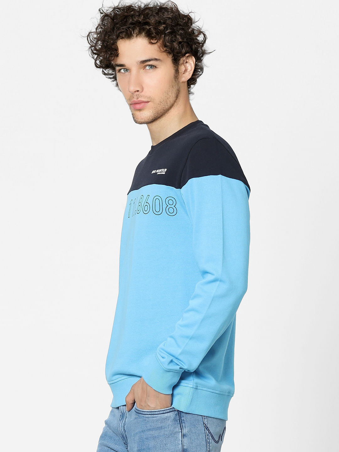 Blue Colourblocked Sweatshirt