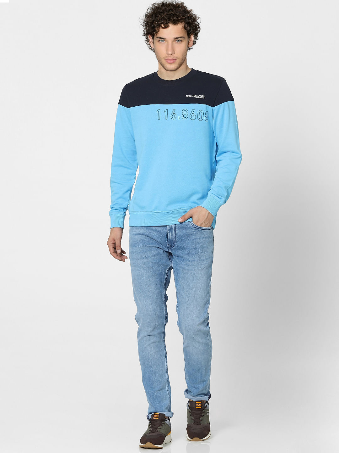 Blue Colourblocked Sweatshirt