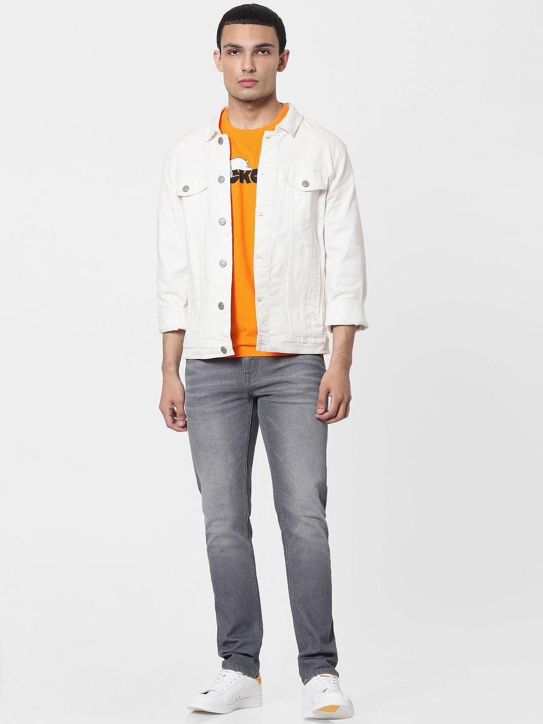 Grey Mid Rise Washed Skinny Jeans - 28/30