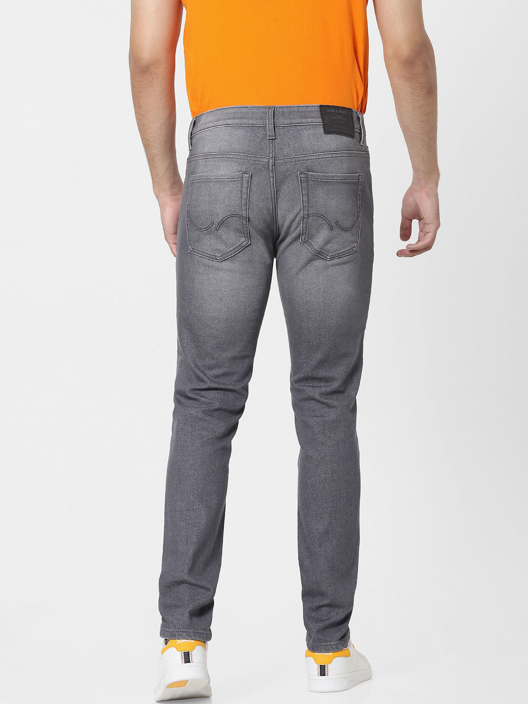 Grey Mid Rise Washed Skinny Jeans