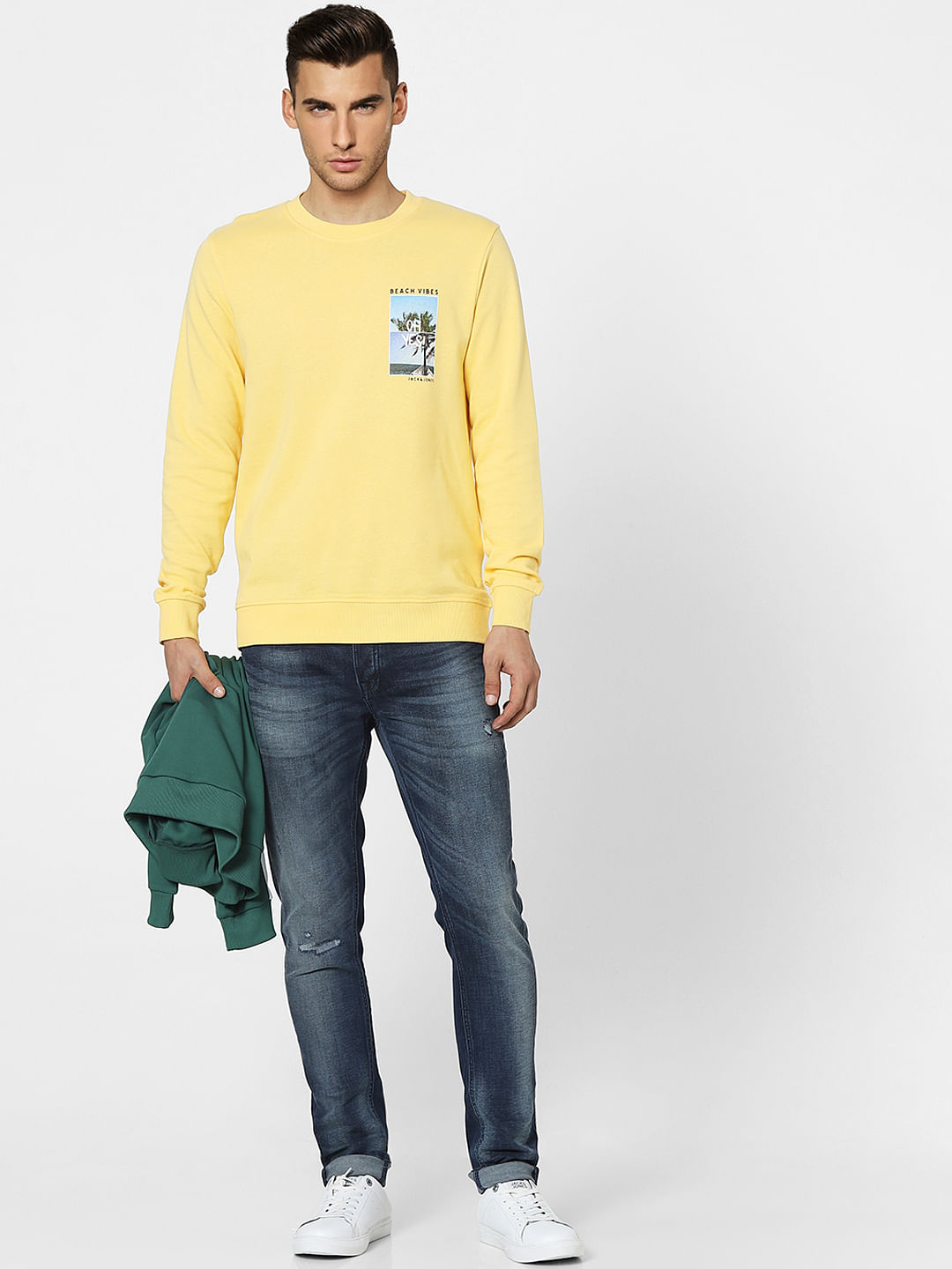 Yellow Graphic Print Sweatshirt