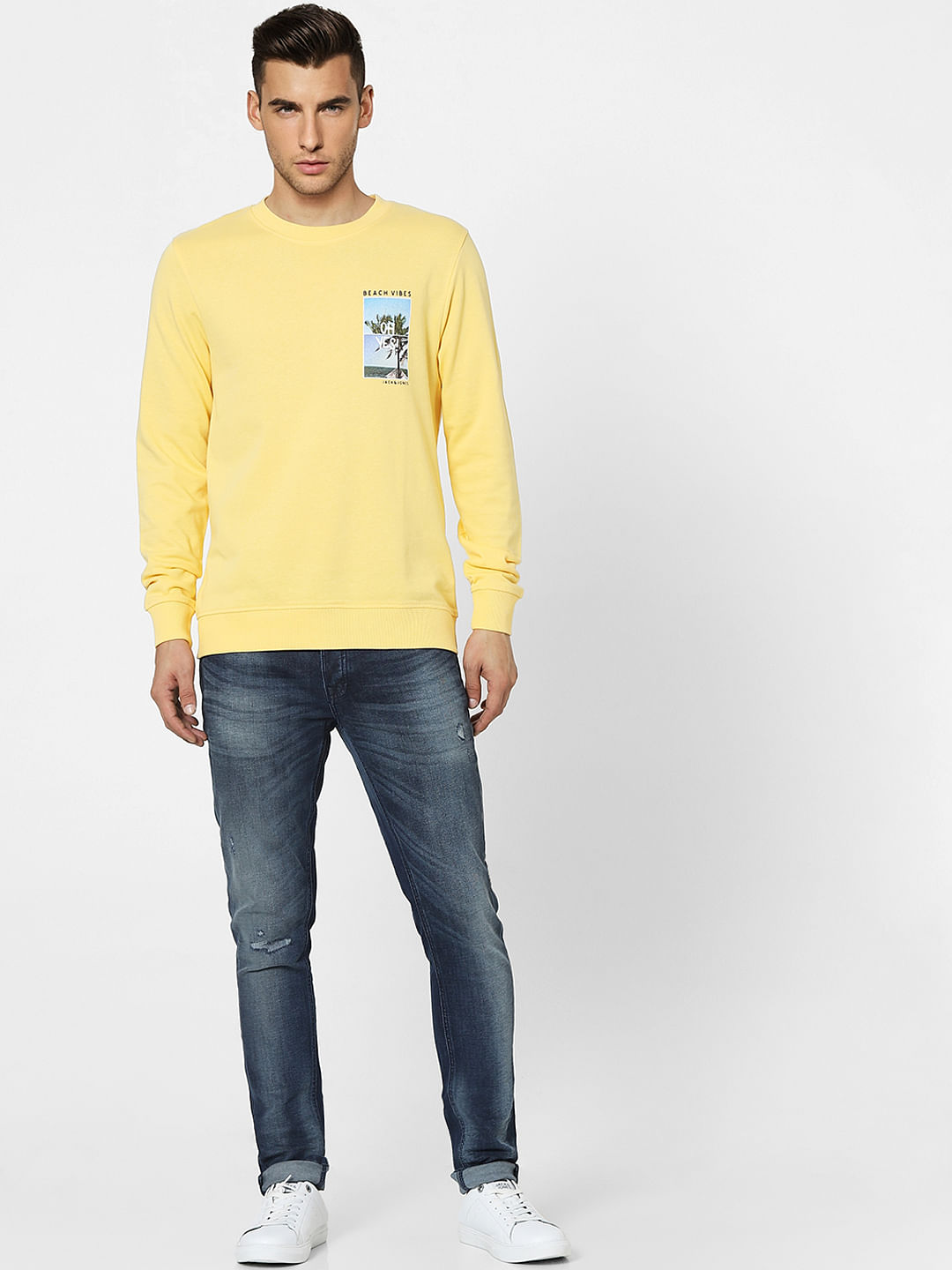Yellow Graphic Print Sweatshirt