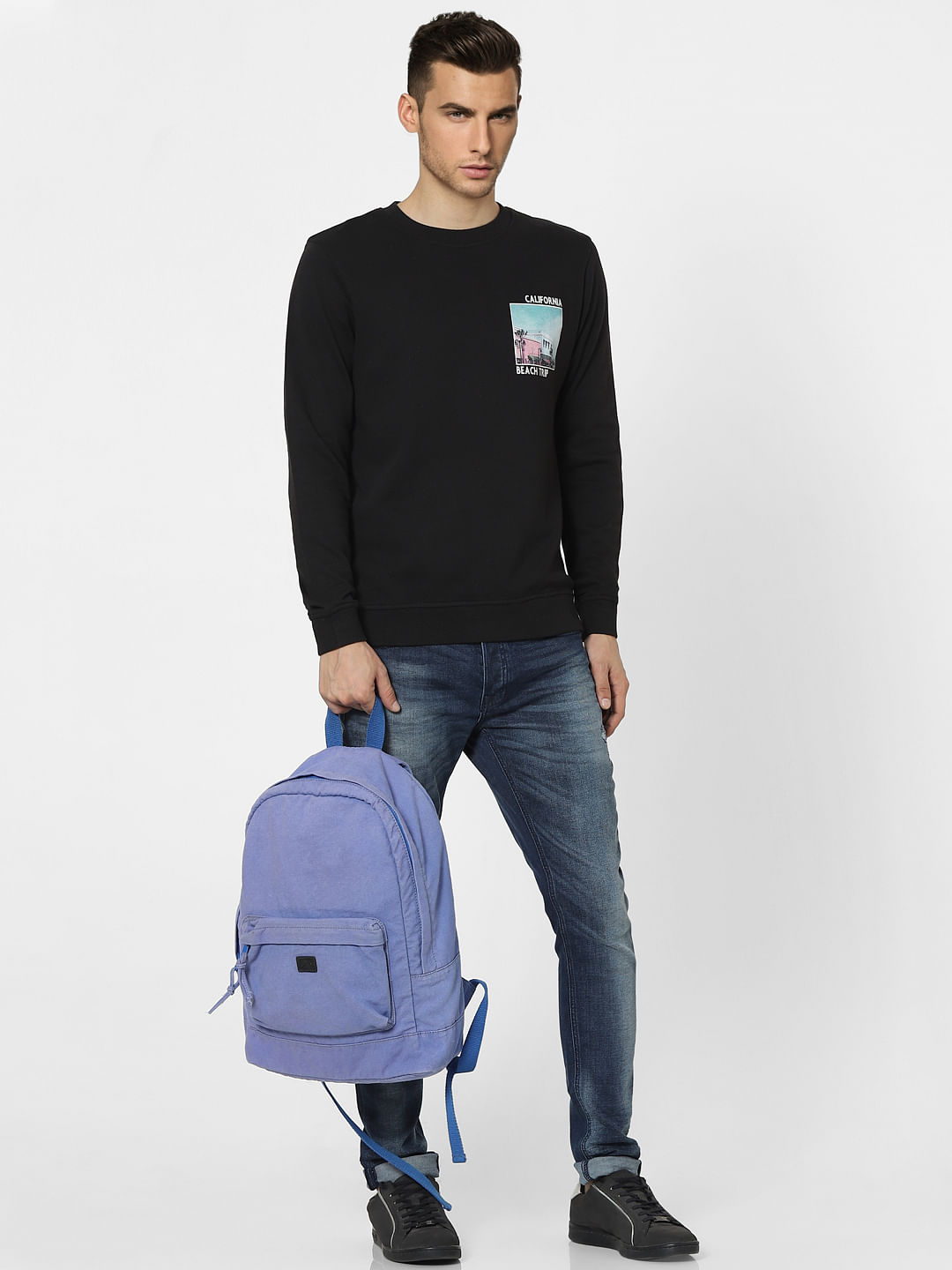 Black Graphic Print Sweatshirt - S