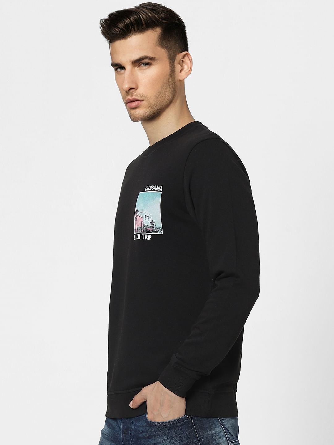 Black Graphic Print Sweatshirt