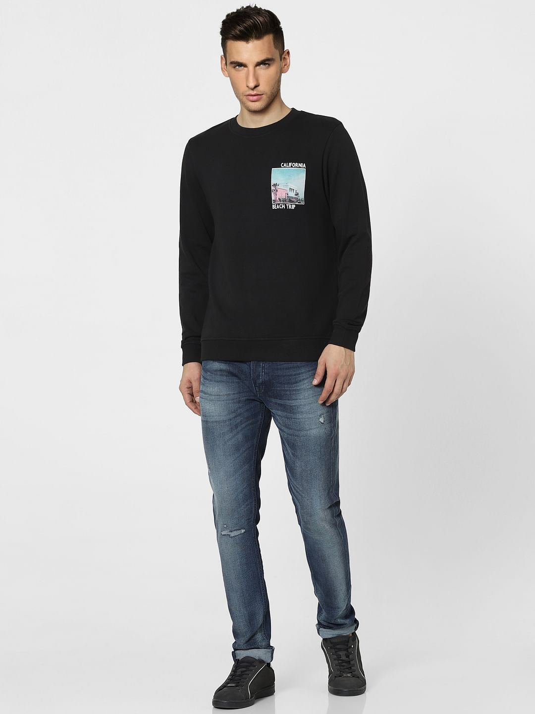 Black Graphic Print Sweatshirt