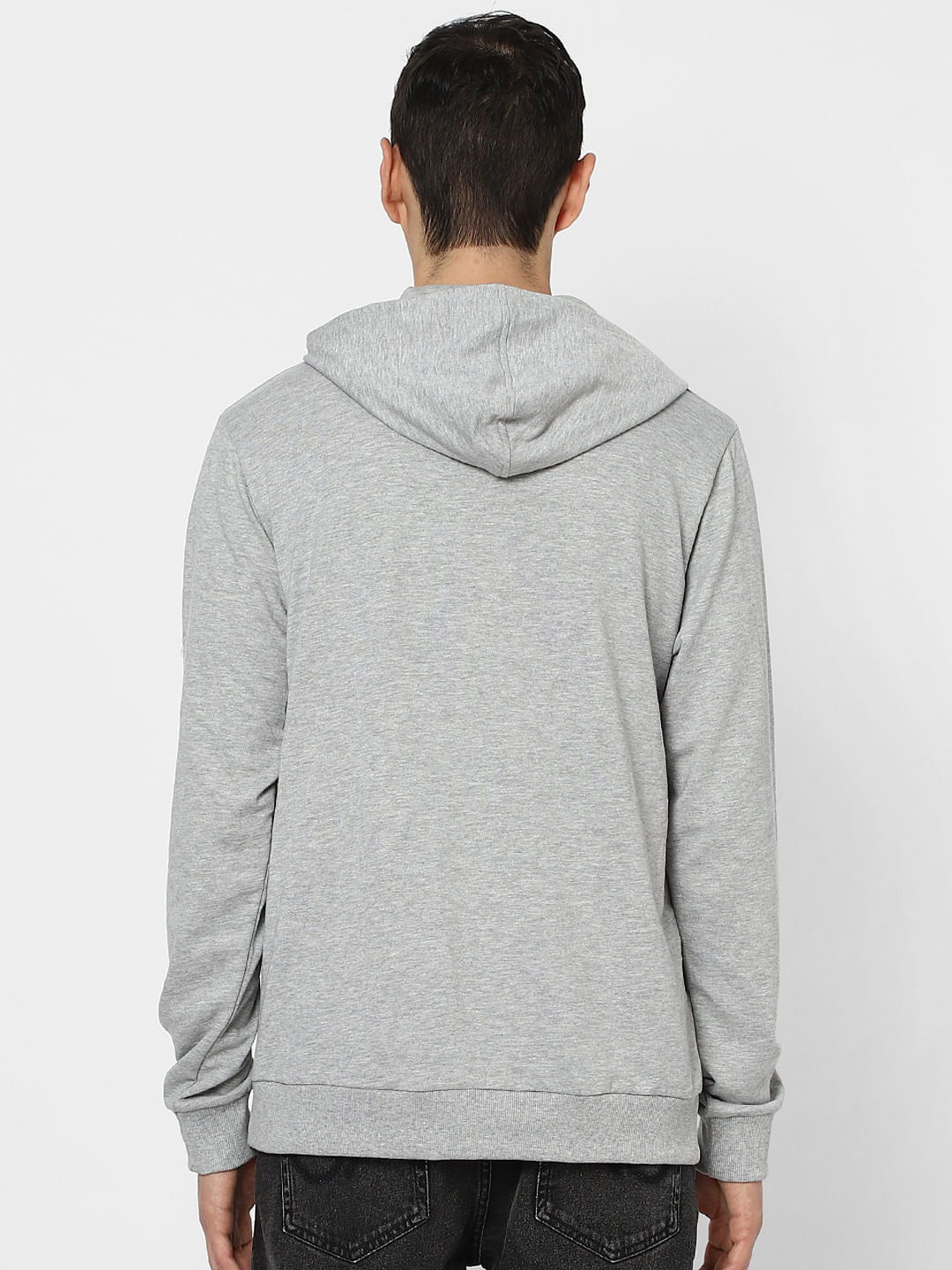 Grey Logo Print Hooded Sweatshirt