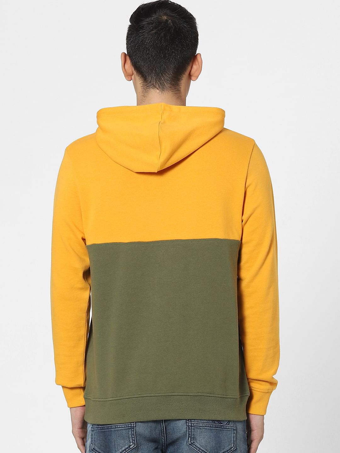 Orange Colourblocked Hooded Sweatshirt
