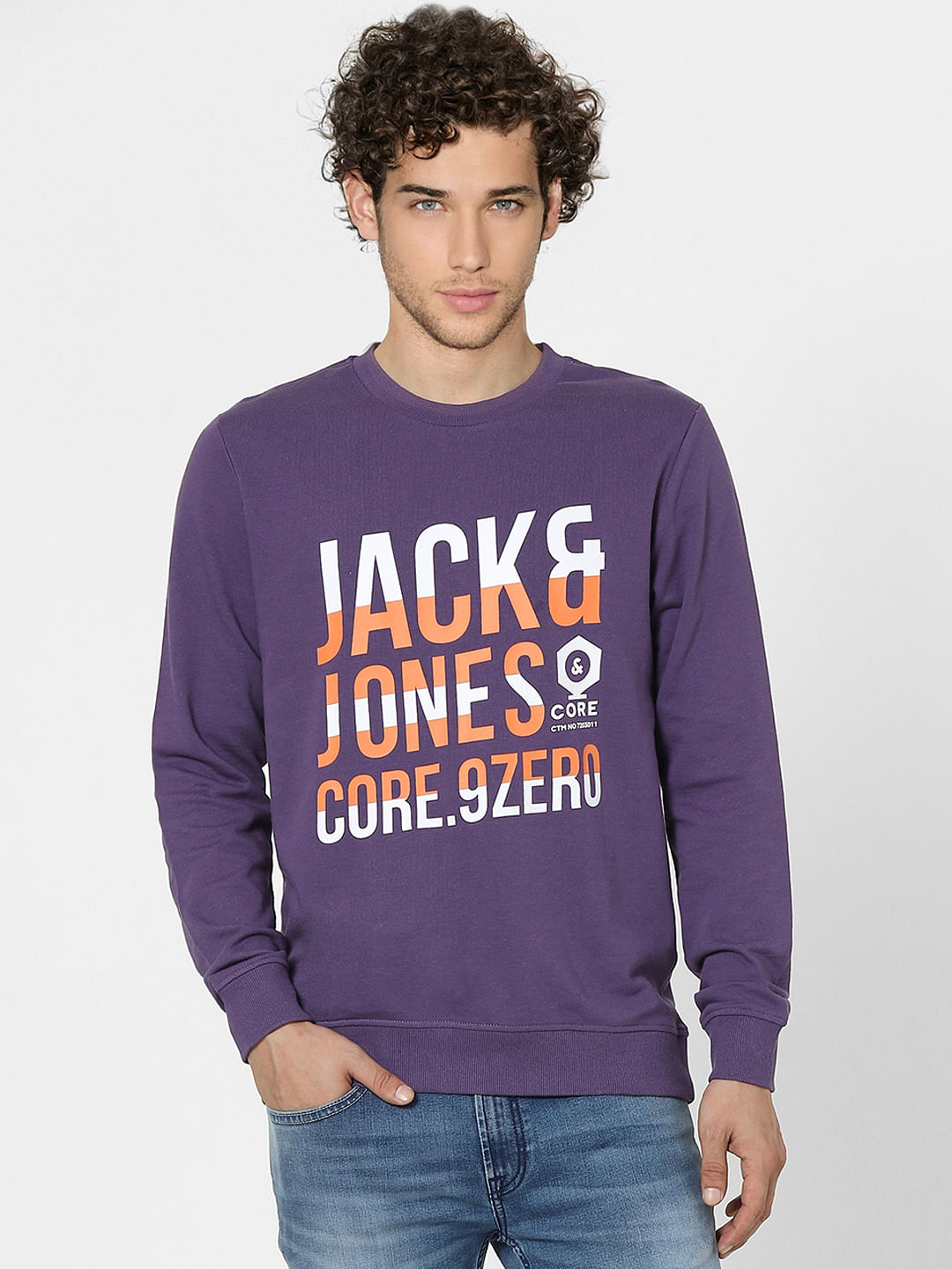 Purple Graphic Print Sweatshirt