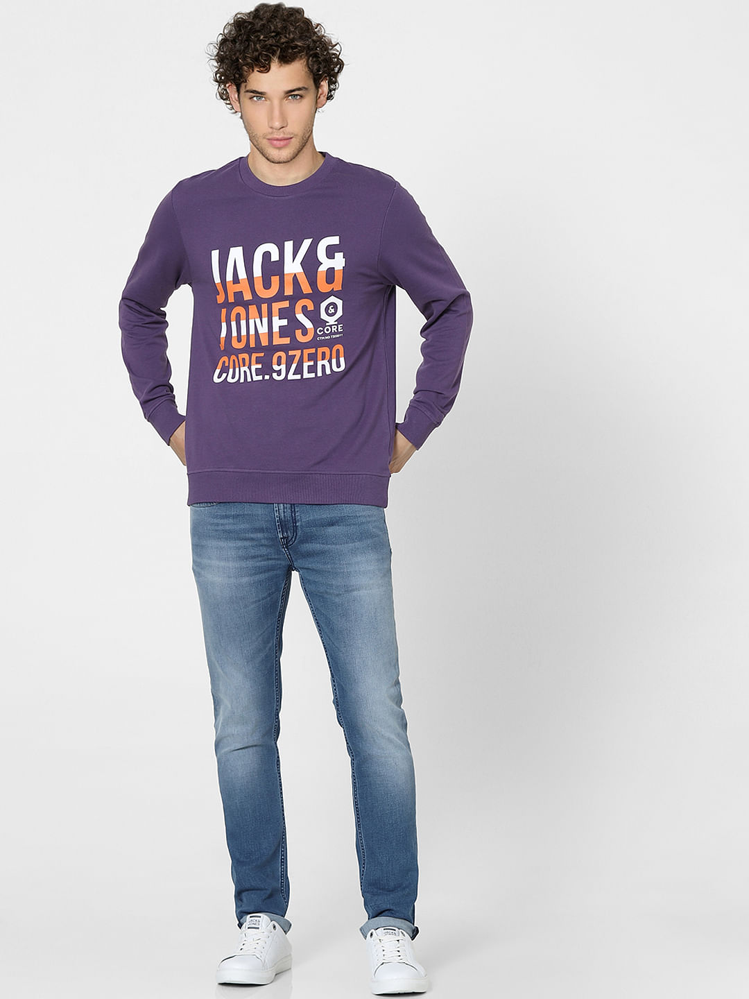 Purple Graphic Print Sweatshirt