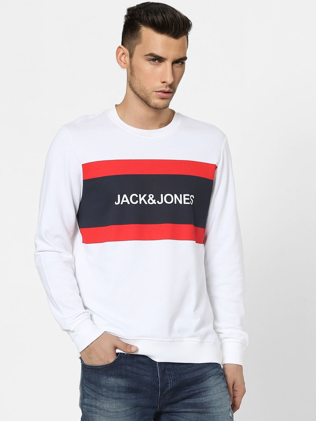 White Logo Print Sweatshirt