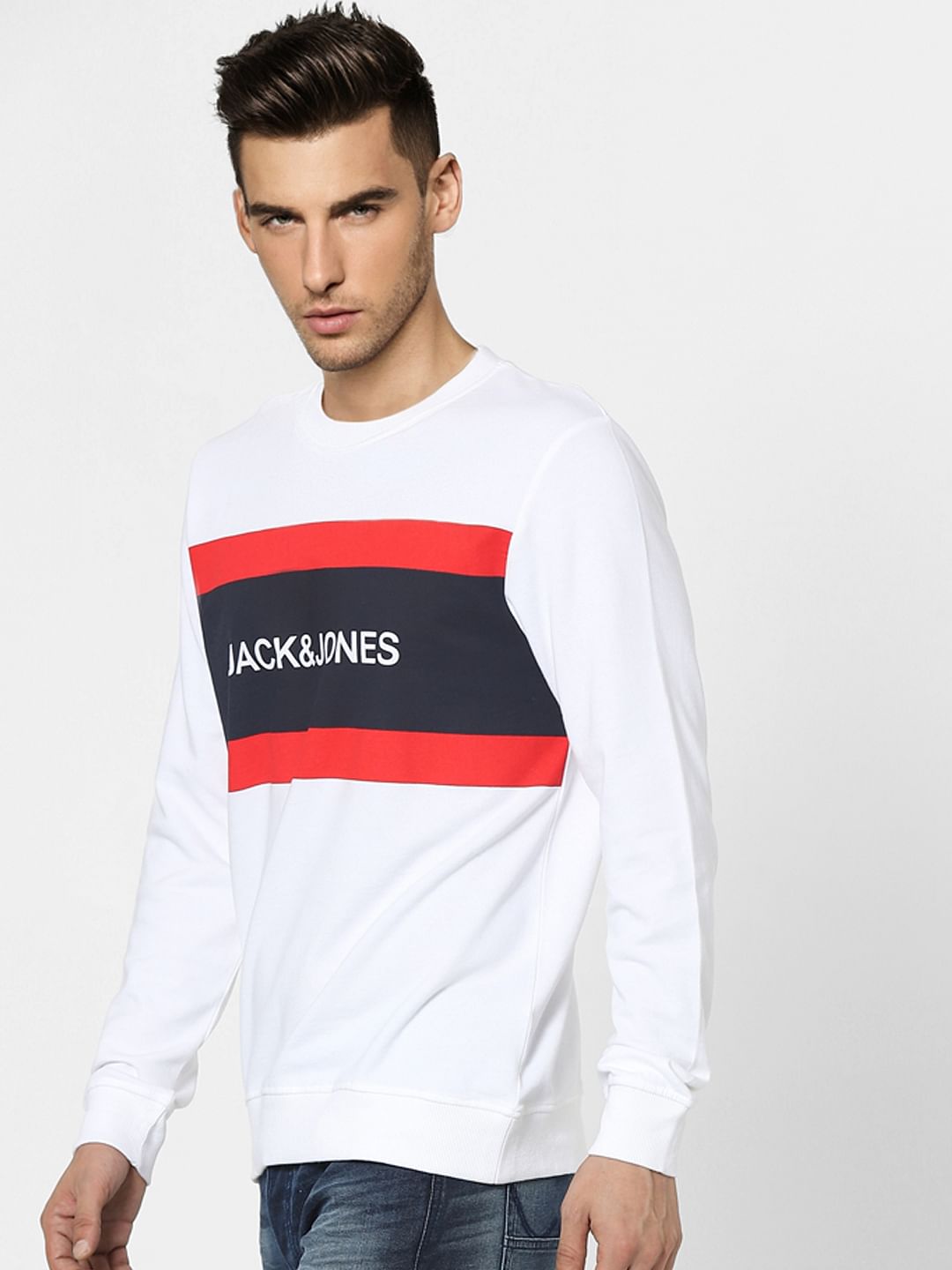 White Logo Print Sweatshirt