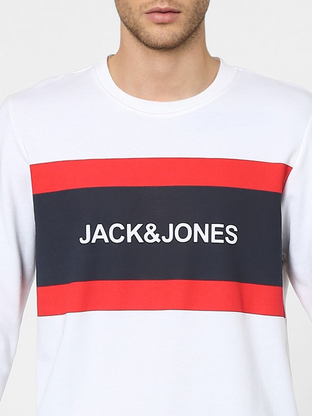 White Logo Print Sweatshirt