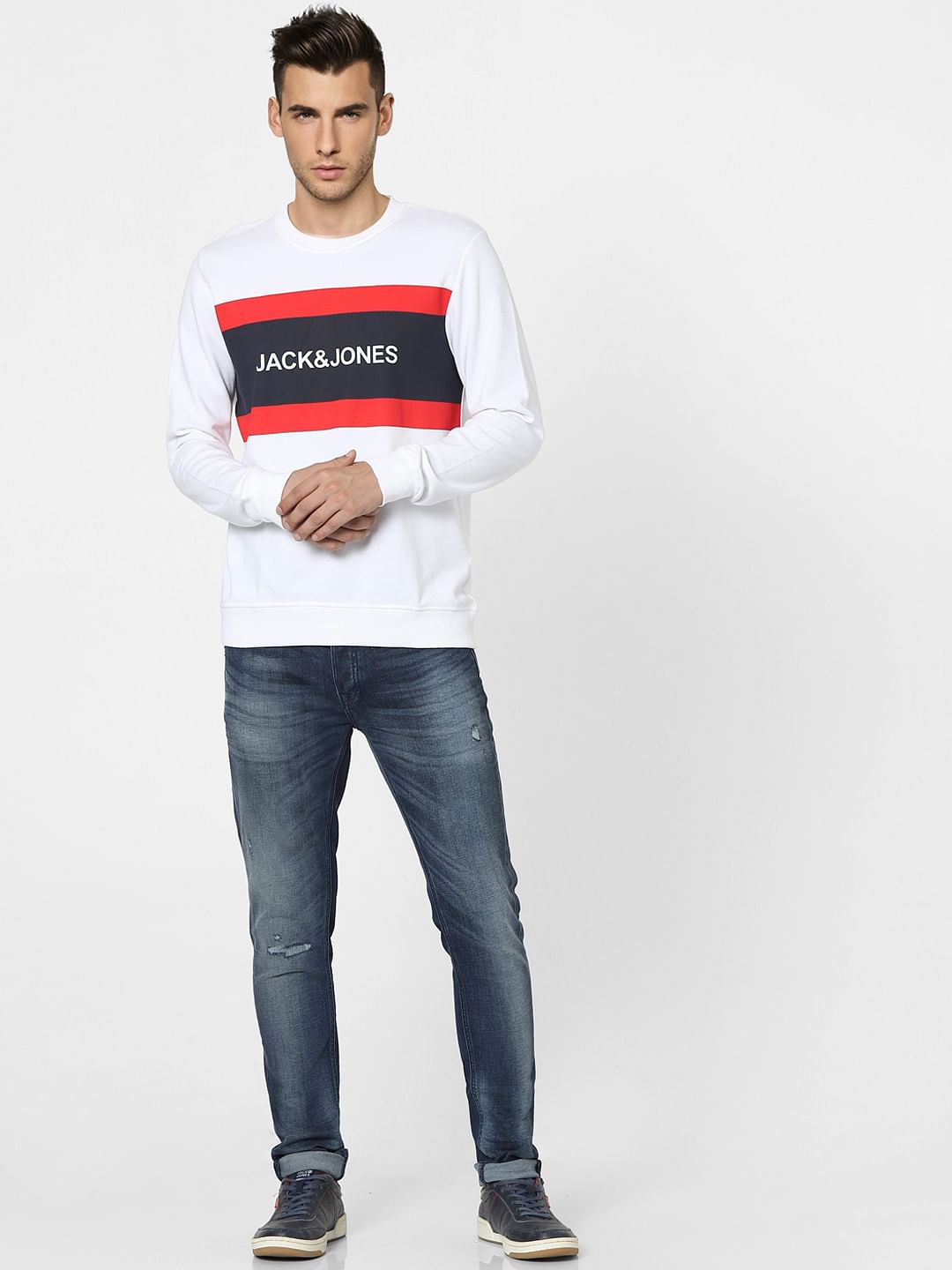 White Logo Print Sweatshirt