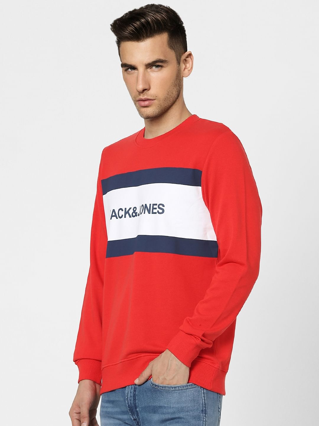 Red Logo Print Sweatshirt
