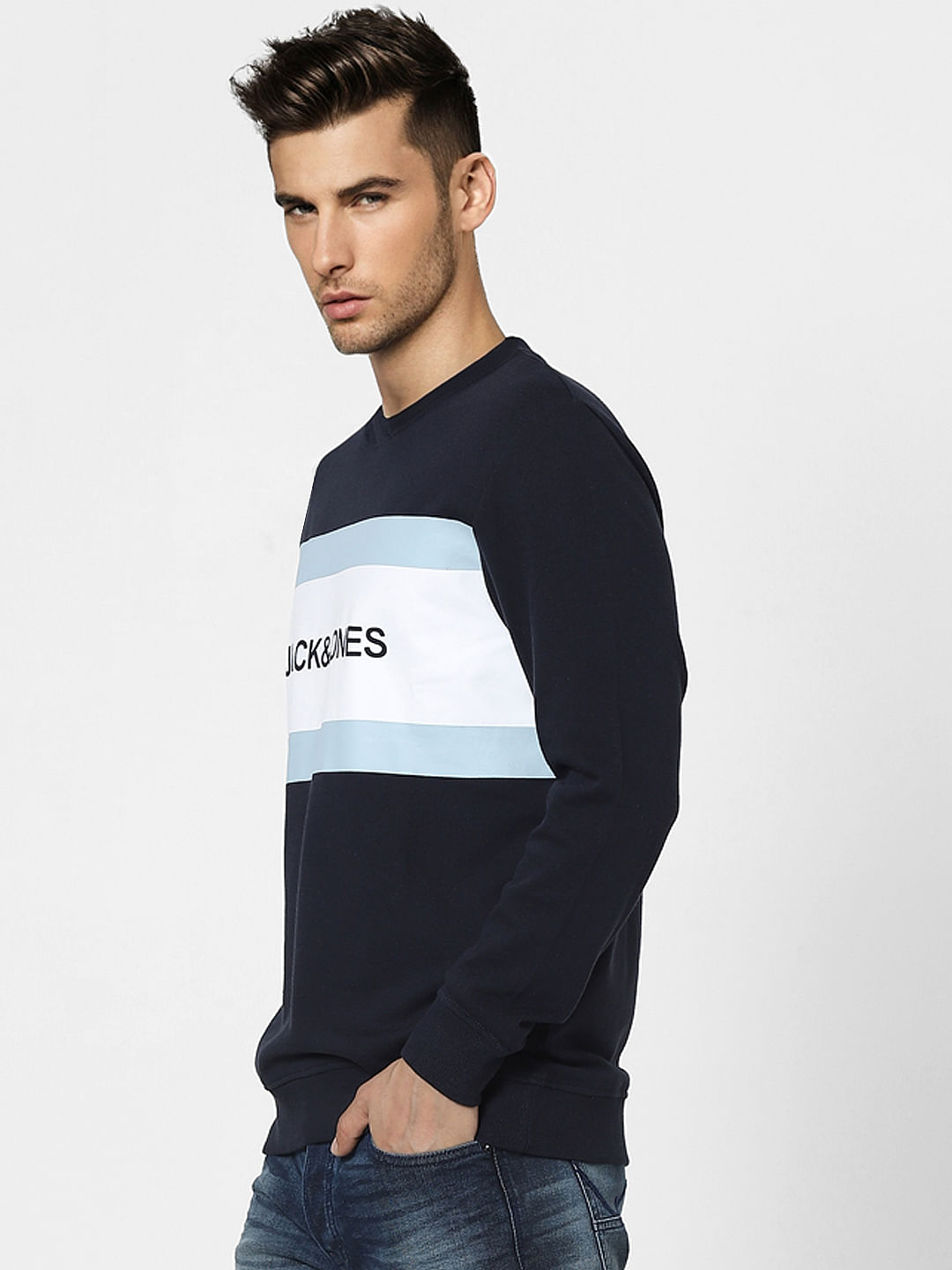 Blue Logo Print Sweatshirt