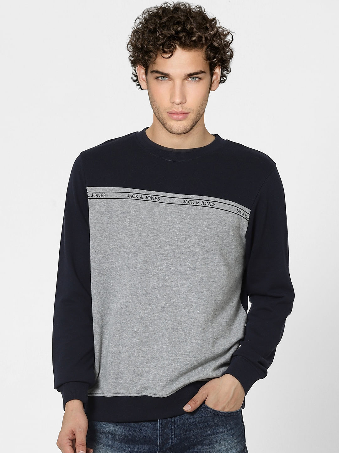 Grey Colourblocked Sweatshirt