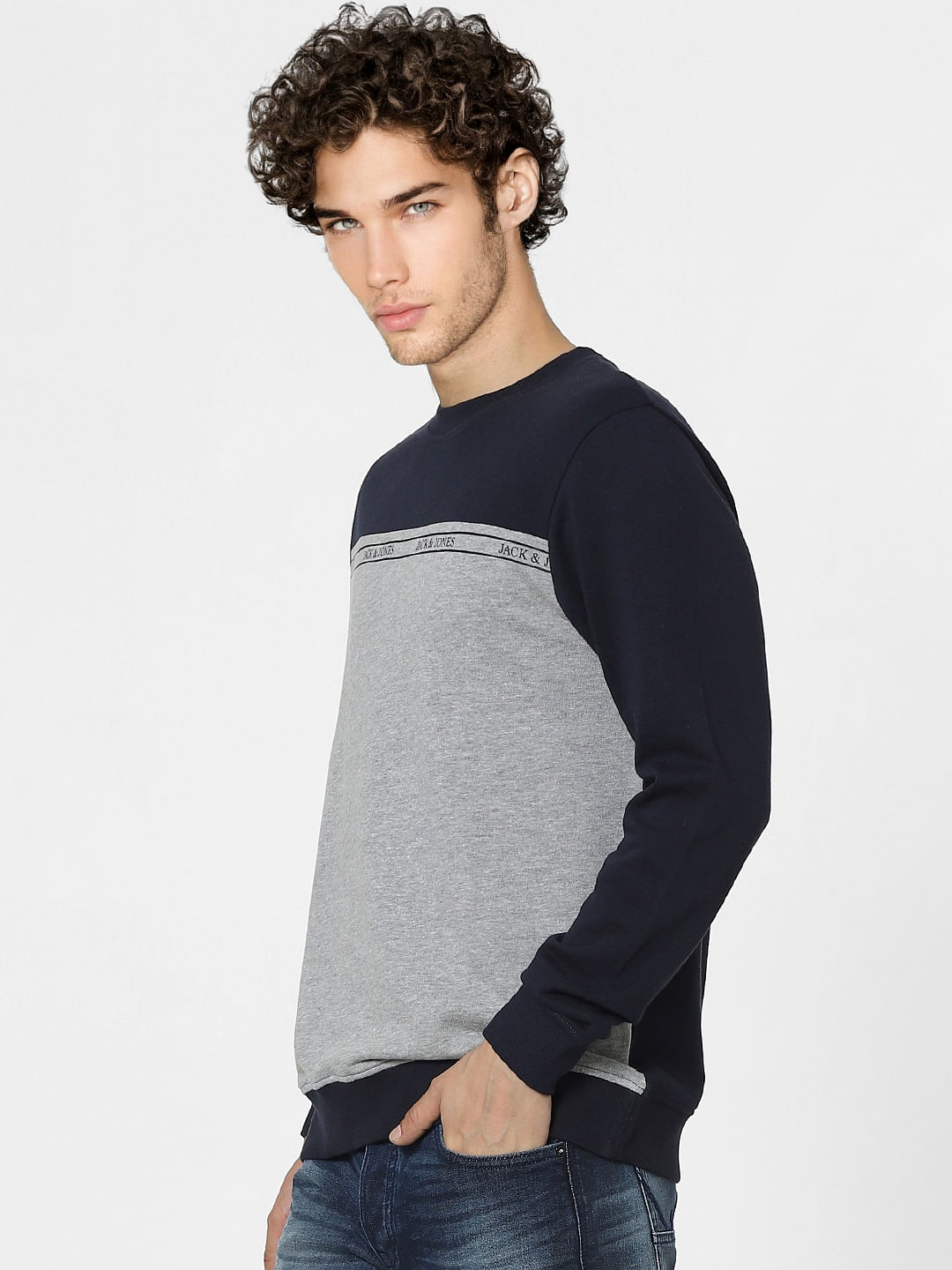 Grey Colourblocked Sweatshirt