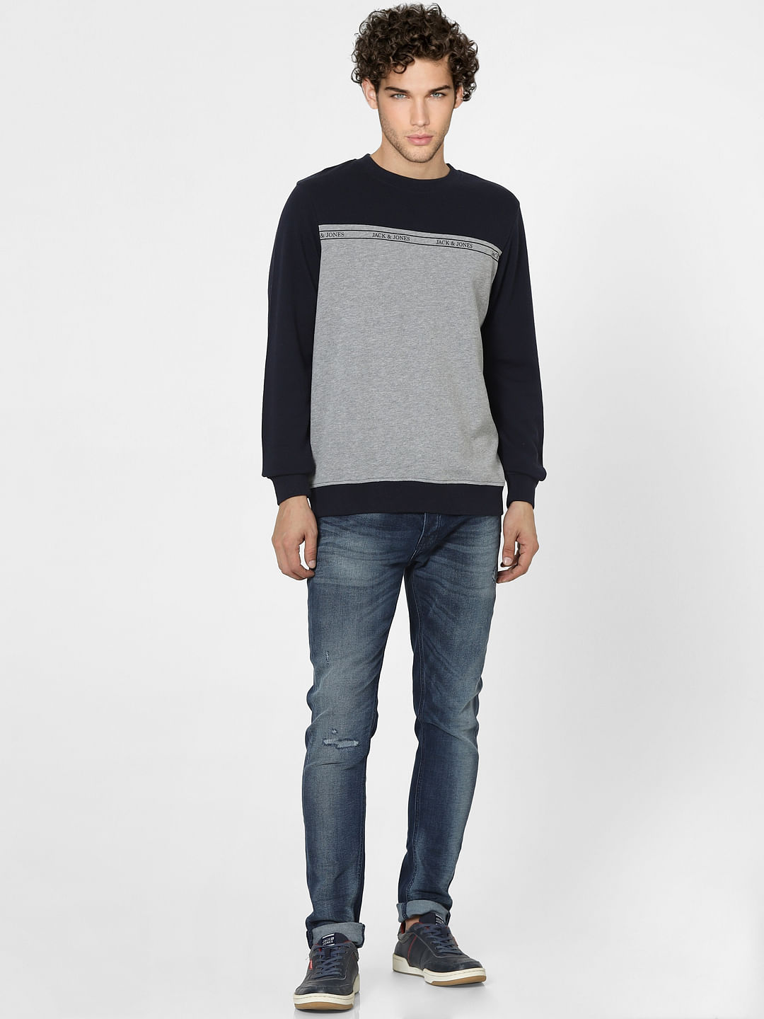 Grey Colourblocked Sweatshirt