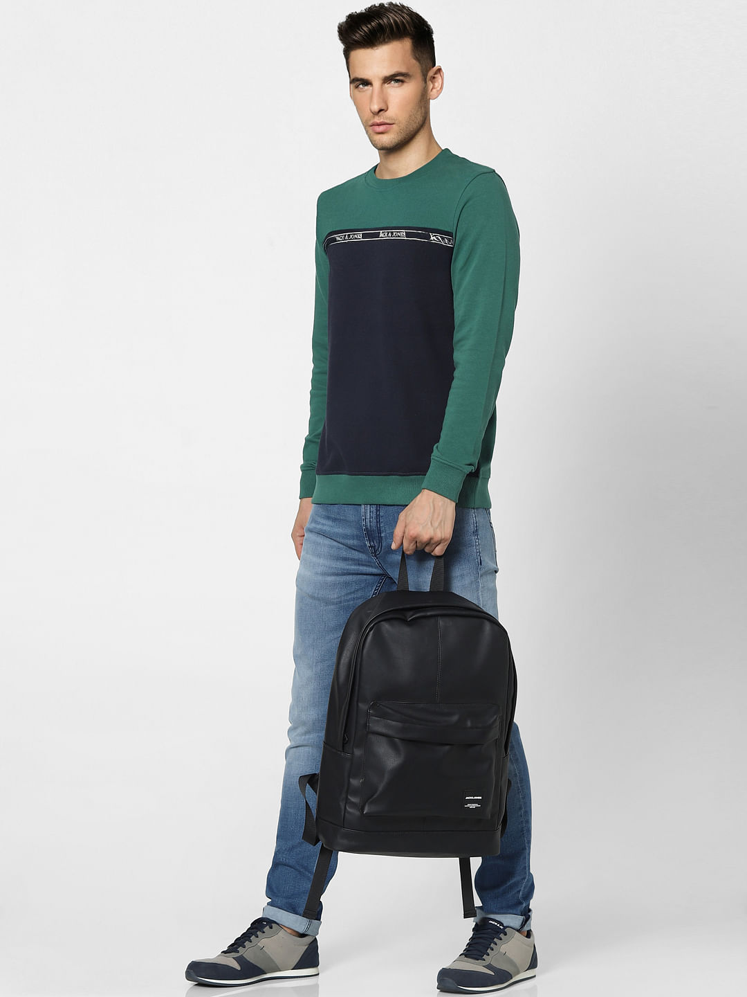 Green Colourblocked Sweatshirt