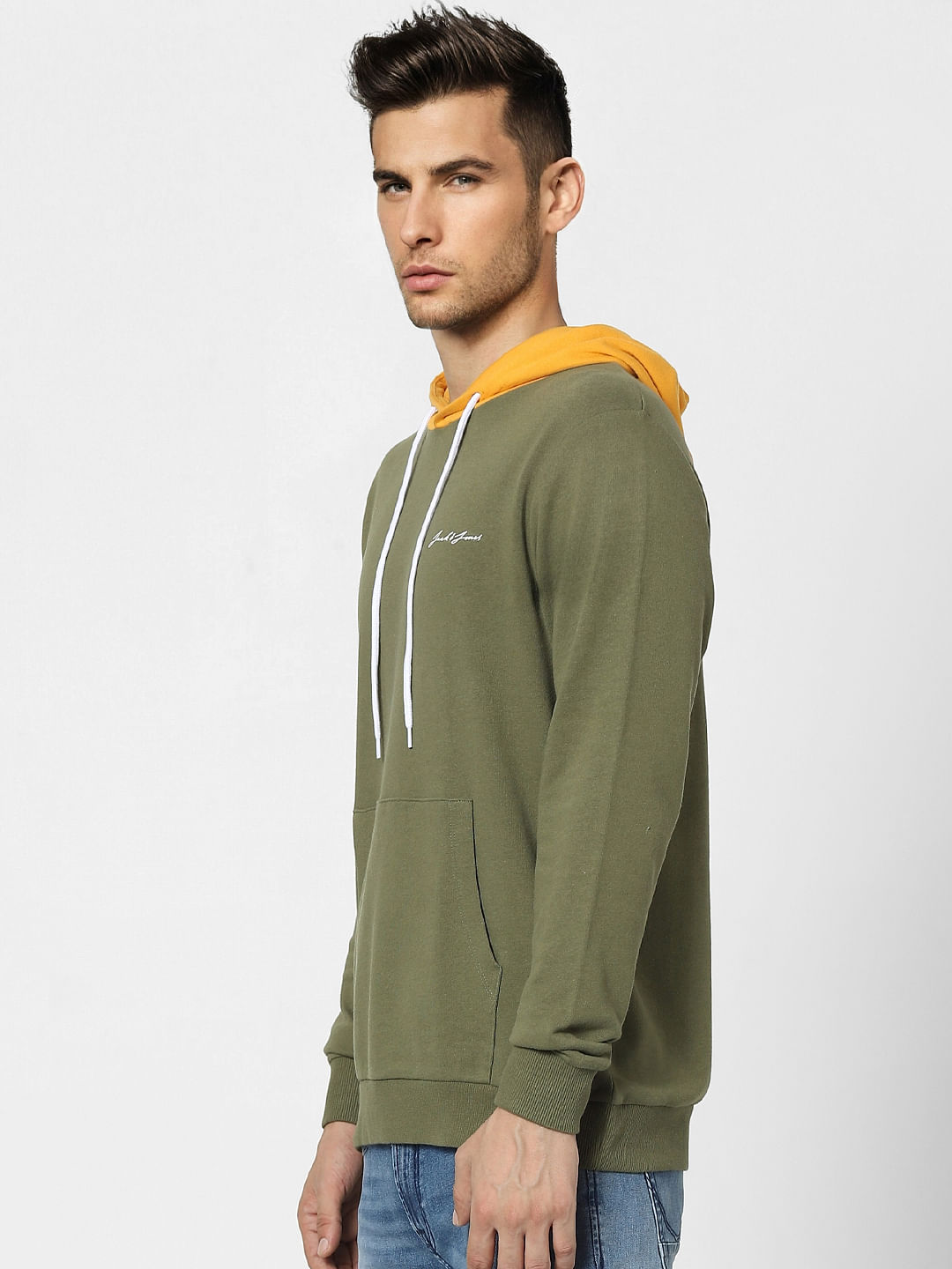 Green Contrast Hood sweatshirt