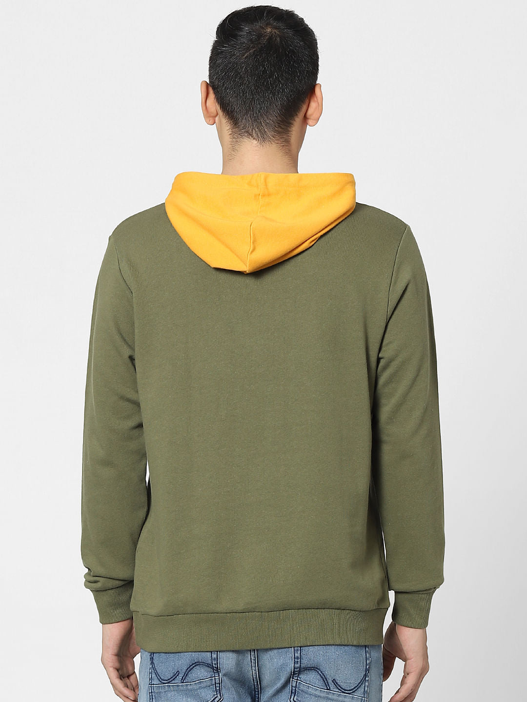 Green Contrast Hood sweatshirt