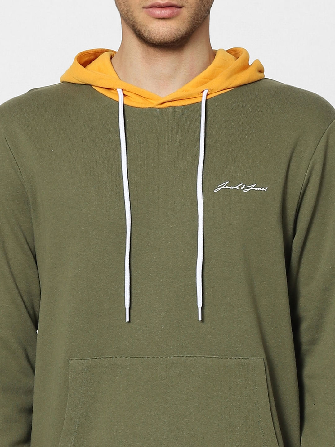 Green Contrast Hood sweatshirt