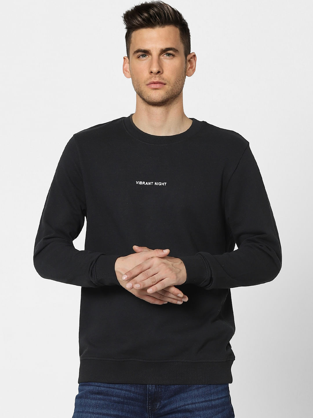 Black Text Print Sweatshirt